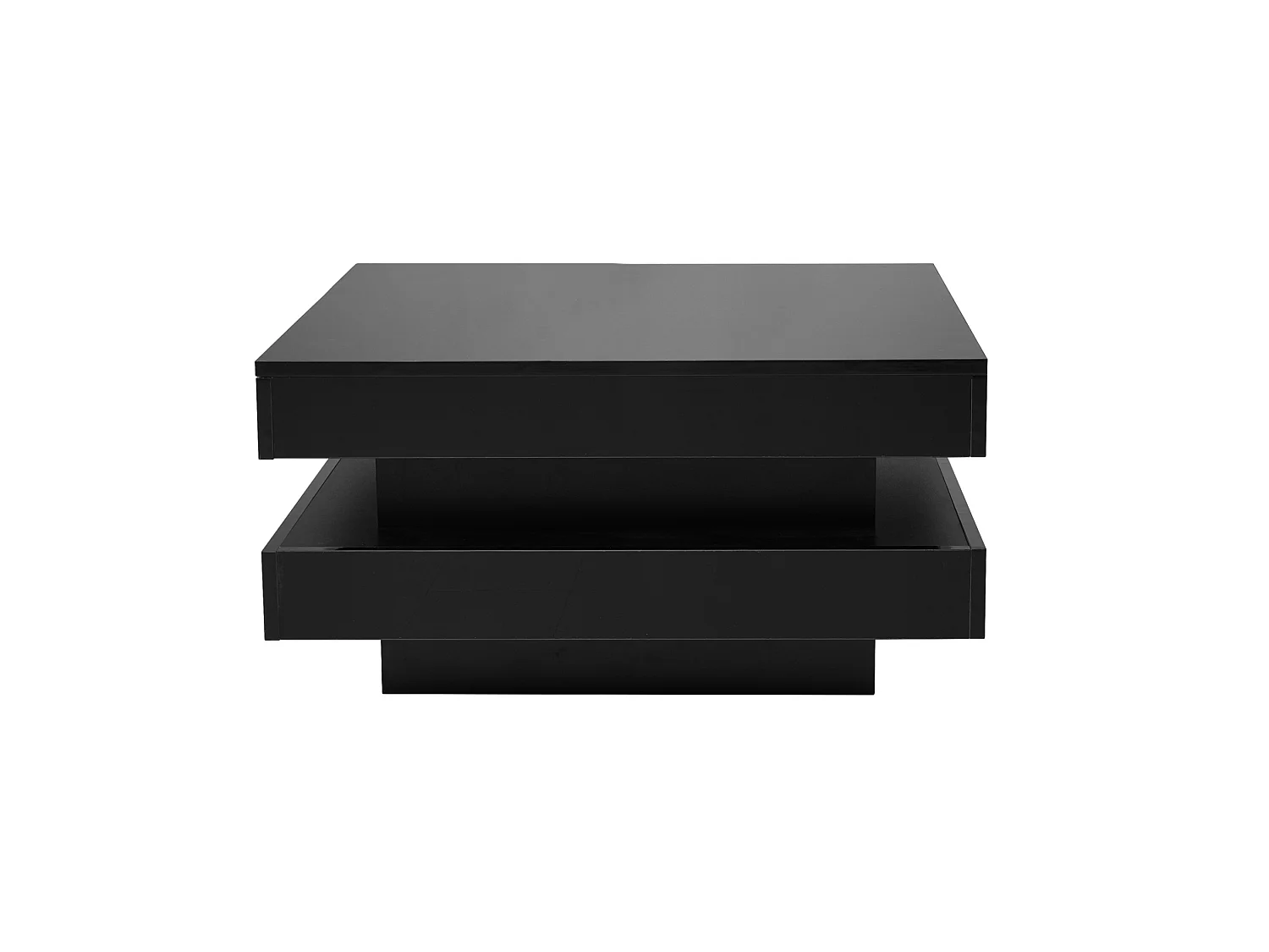 Table basse 70/70/36 cm avec éclairage LED Bluetooth app connectée Noir brillant