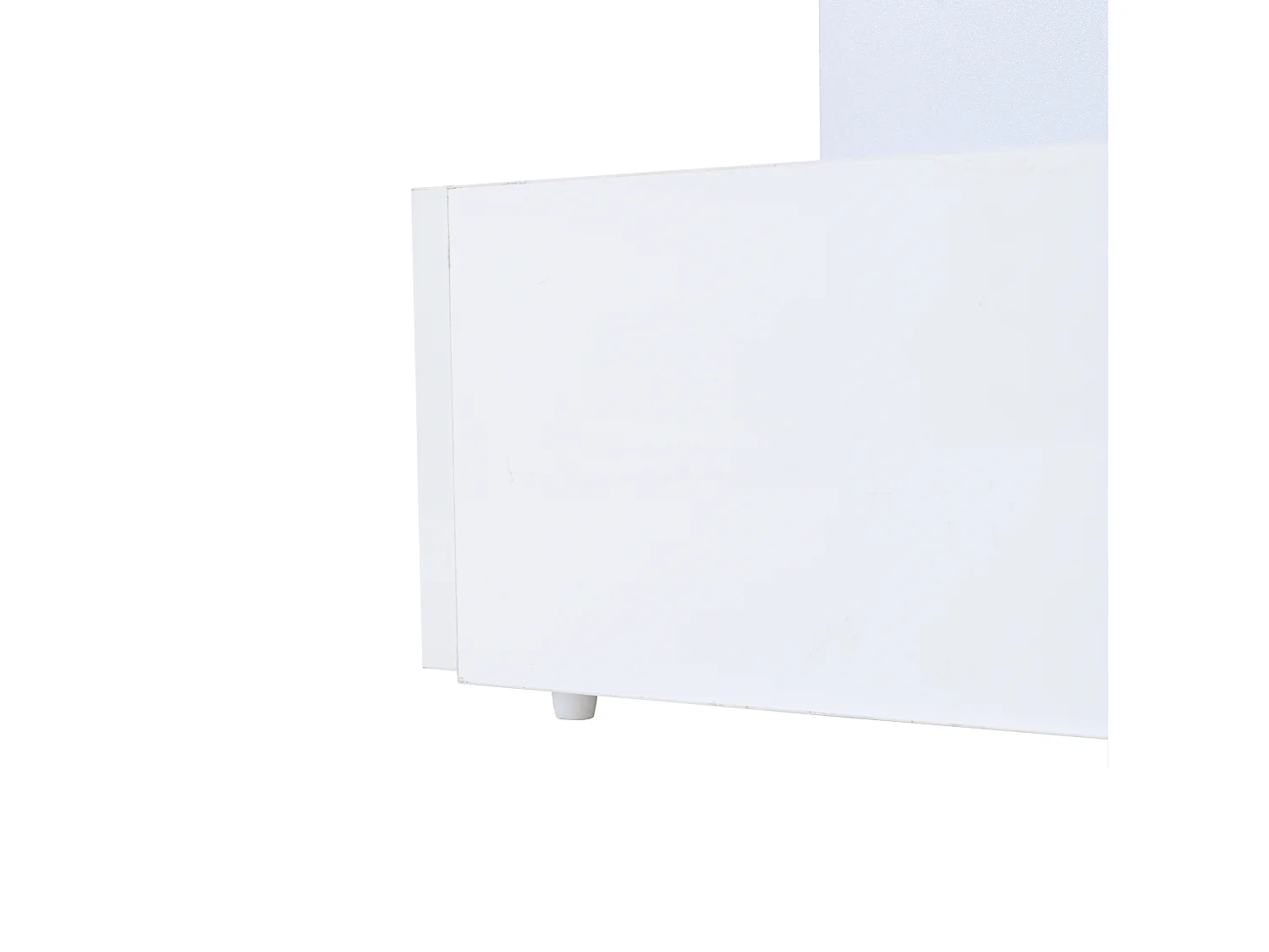 Tavolino da salotto in truciolato e vetro temperato bianco 80 x 80 x 45 cm, piano sollevabile e LED