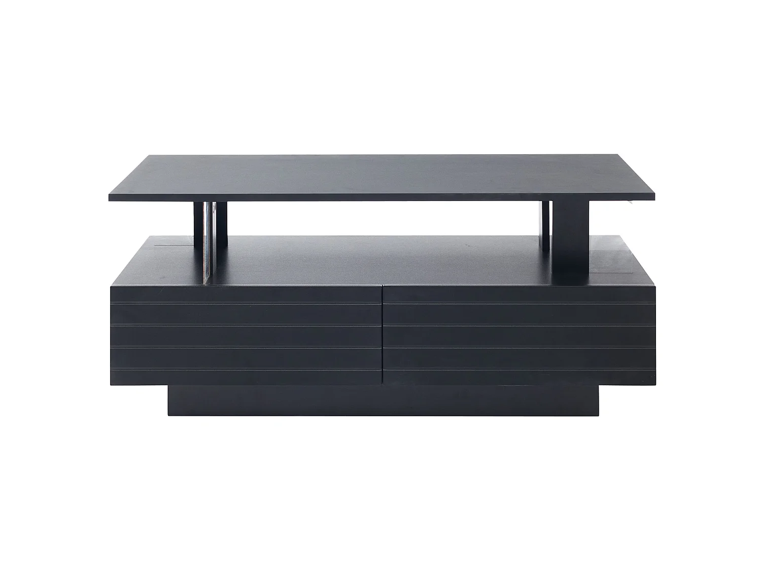 Tavolino da salotto in acrilico nero 100 x 50 x 42 cm con LED e contenitori