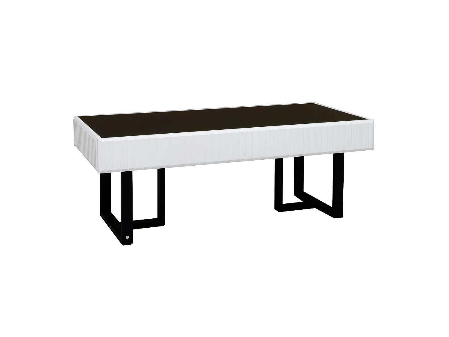 Tavolino da salotto in MDF e pannello truciolare bianco e nero, 110 x 50,5 x 41 cm