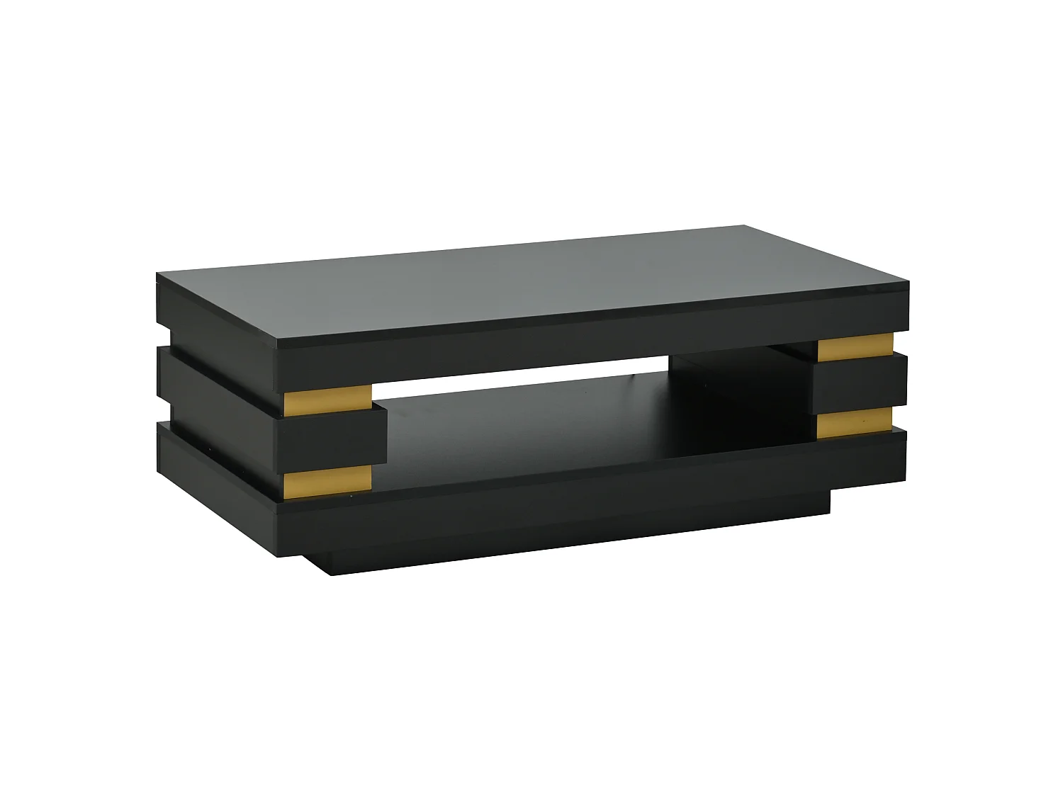 Table basse 100/50/35 cm avec rangement et éclairage LED Panneau de particules noir