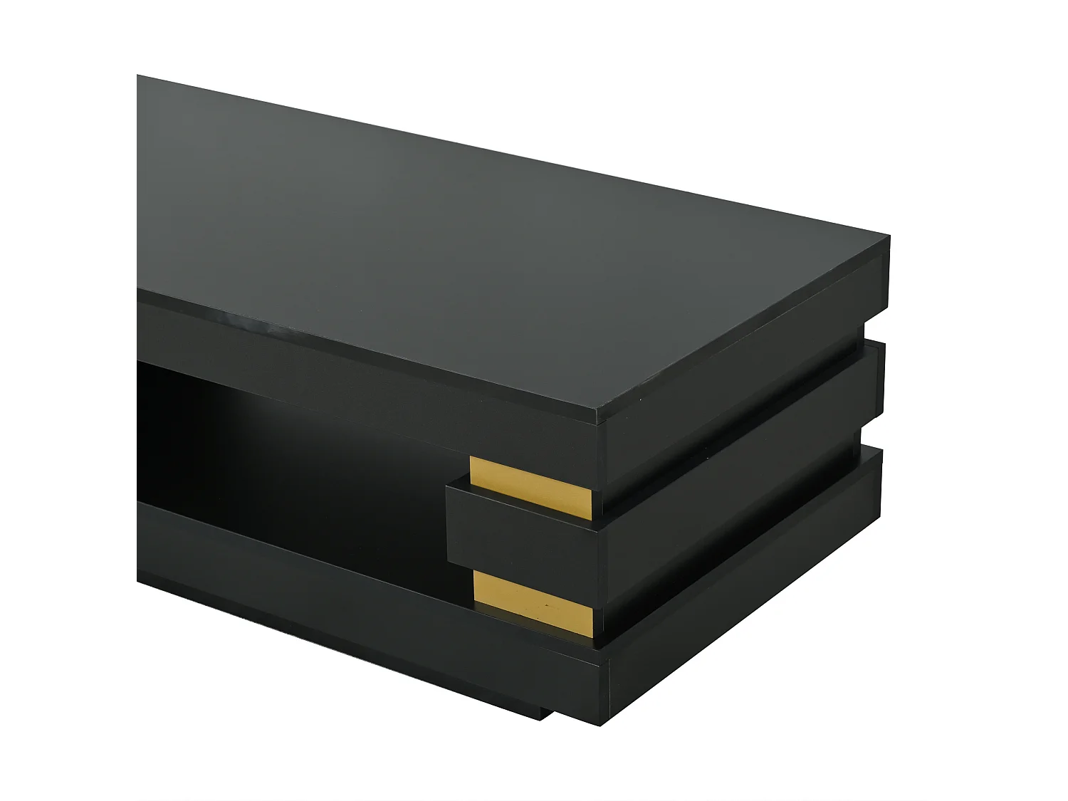 Table basse 100/50/35 cm avec rangement et éclairage LED Panneau de particules noir