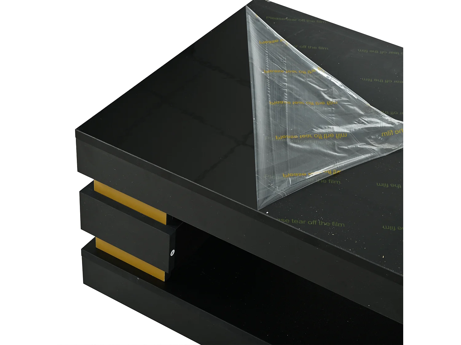 Table basse 100/50/35 cm avec rangement et éclairage LED Panneau de particules noir