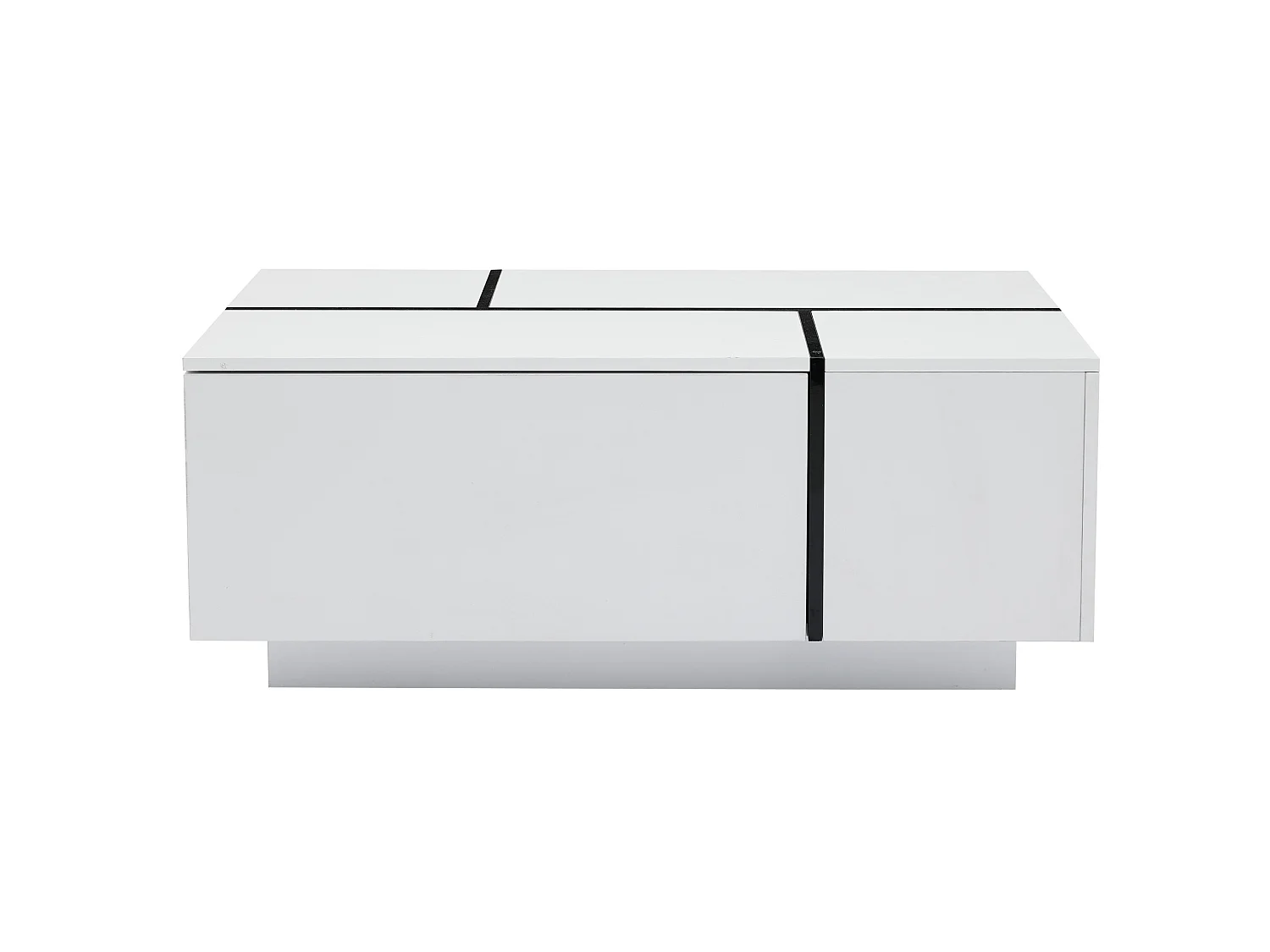 Table basse 100/60/40 cm avec 4 tiroirs avec plateau brillant Bois aggloméré blanc et noir