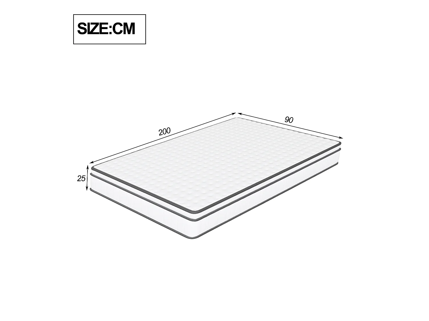Matelas 90x200 - Épais 25 cm - Soutien Mousse à mémoire de Forme- Confort Ferme - Le tissu en maille 3D est respirant- 7 Zone