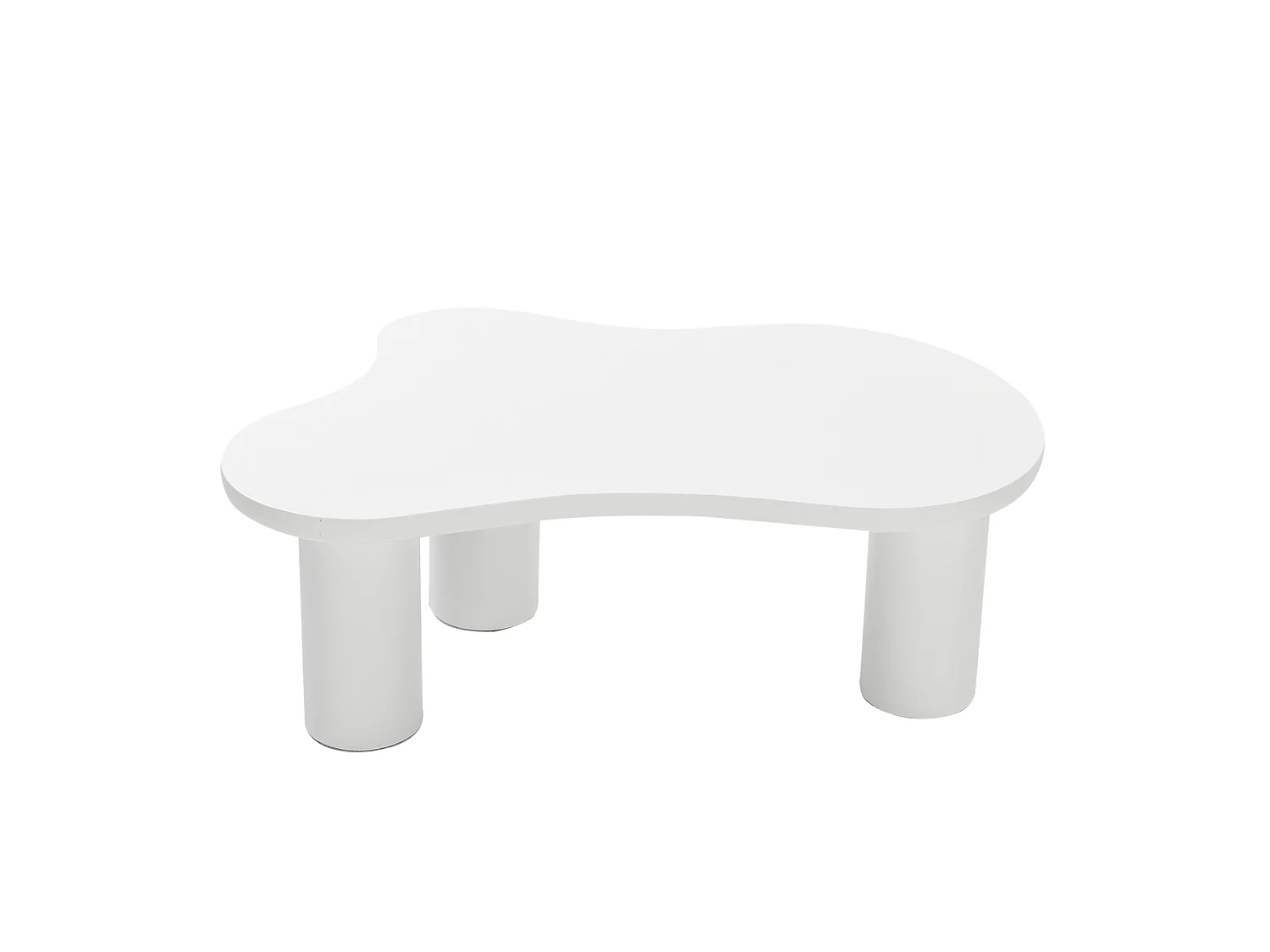 Table basse 107/66/40.5 cm avec design nuage et patins feutre MDF blanc