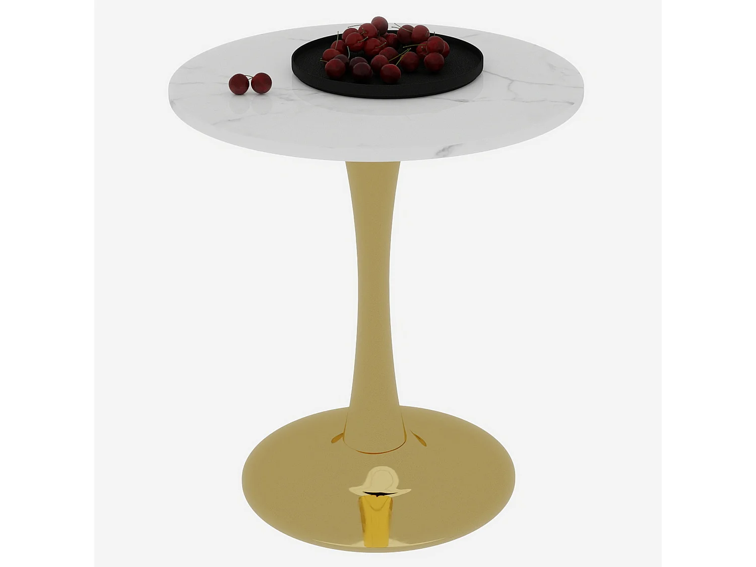 Table basse ronde 70.1 cm avec plateau en marbre artificiel Doré blanc