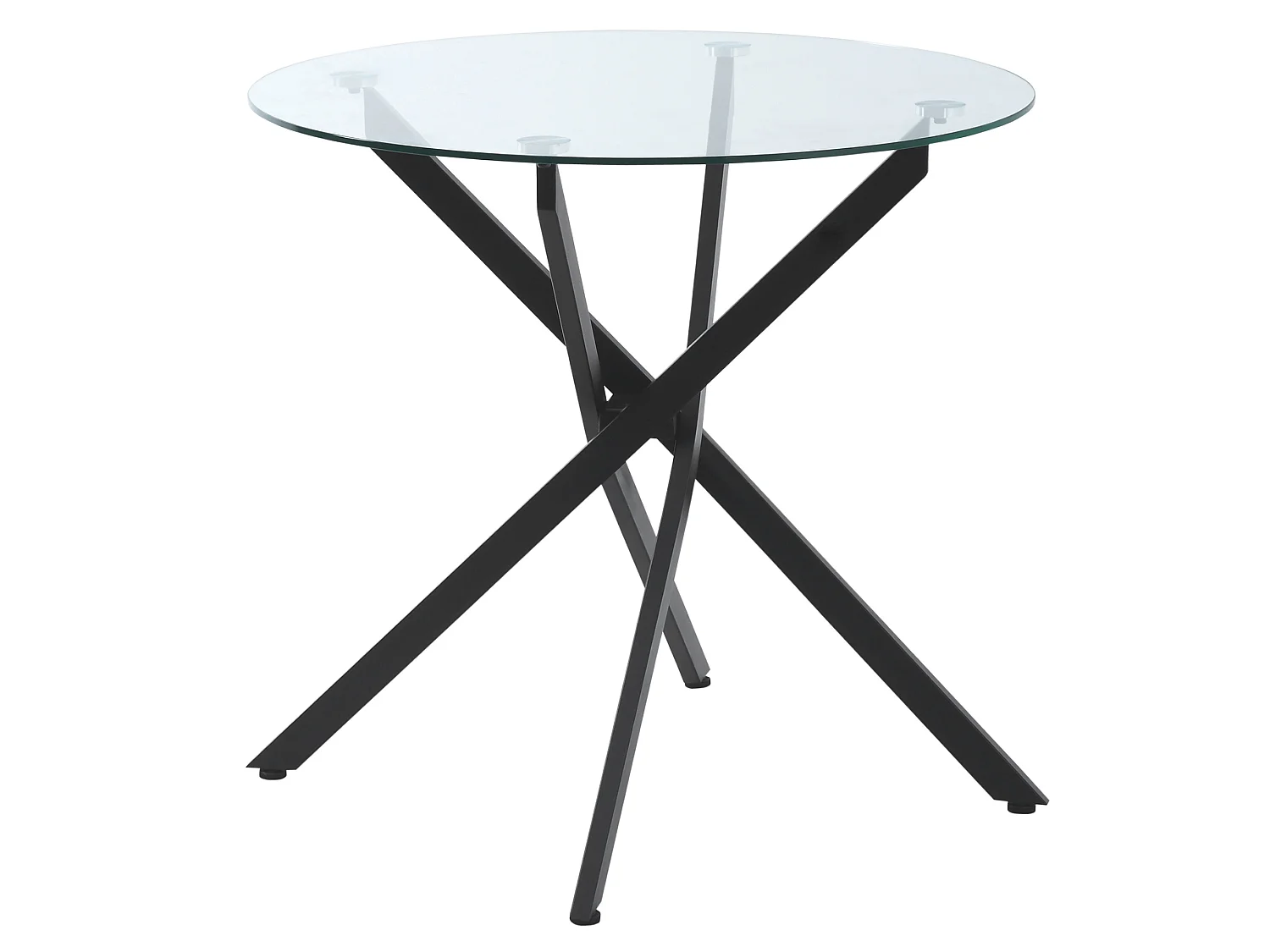 Table basse ronde 80/80/75 cm avec verre trempé et pieds réglables Noir
