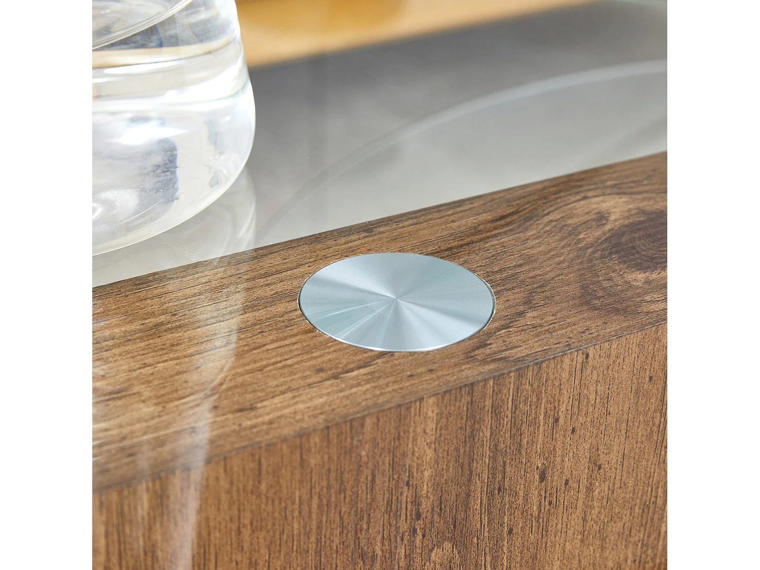 Table basse 49.8/69.8 cm avec double plateau MDF et verre transparent