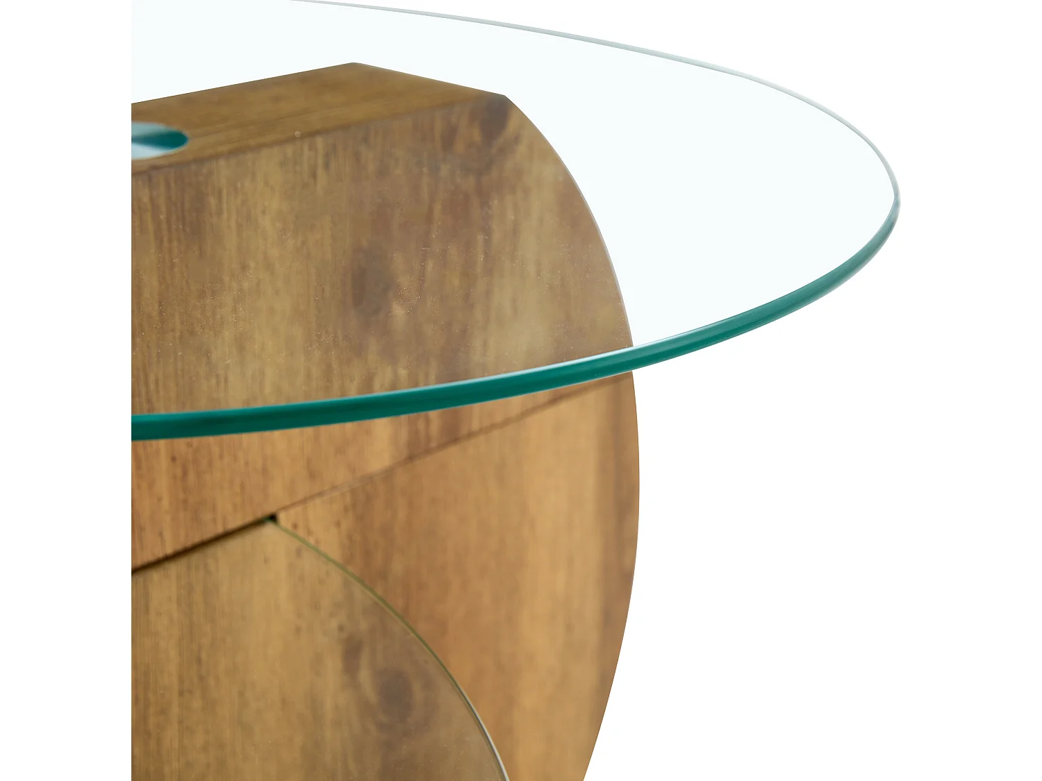 Table basse 49.8/69.8 cm avec double plateau MDF et verre transparent