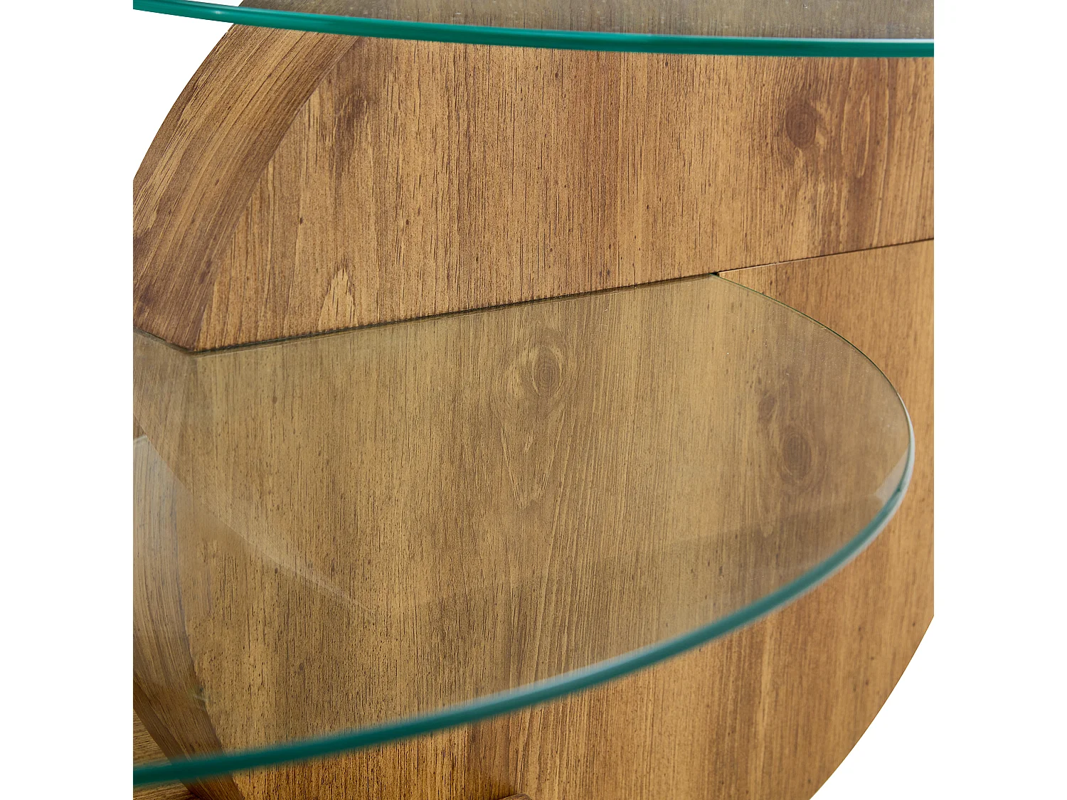 Table basse 49.8/69.8 cm avec double plateau MDF et verre transparent