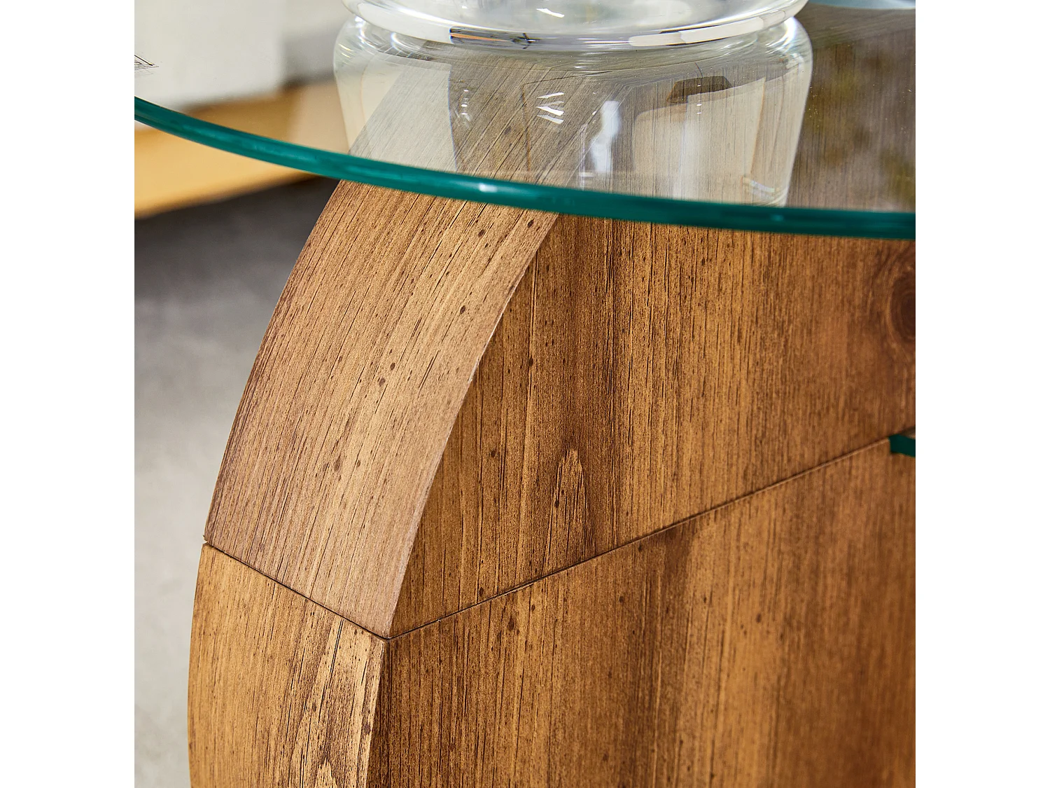 Table basse 49.8/69.8 cm avec double plateau MDF et verre transparent