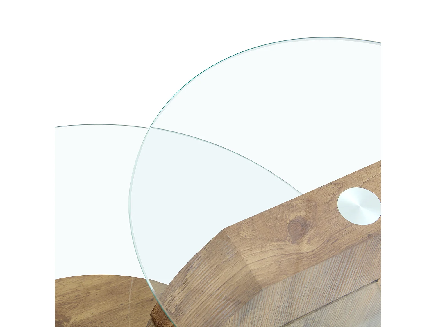 Table basse 49.8/69.8 cm avec double plateau MDF et verre transparent