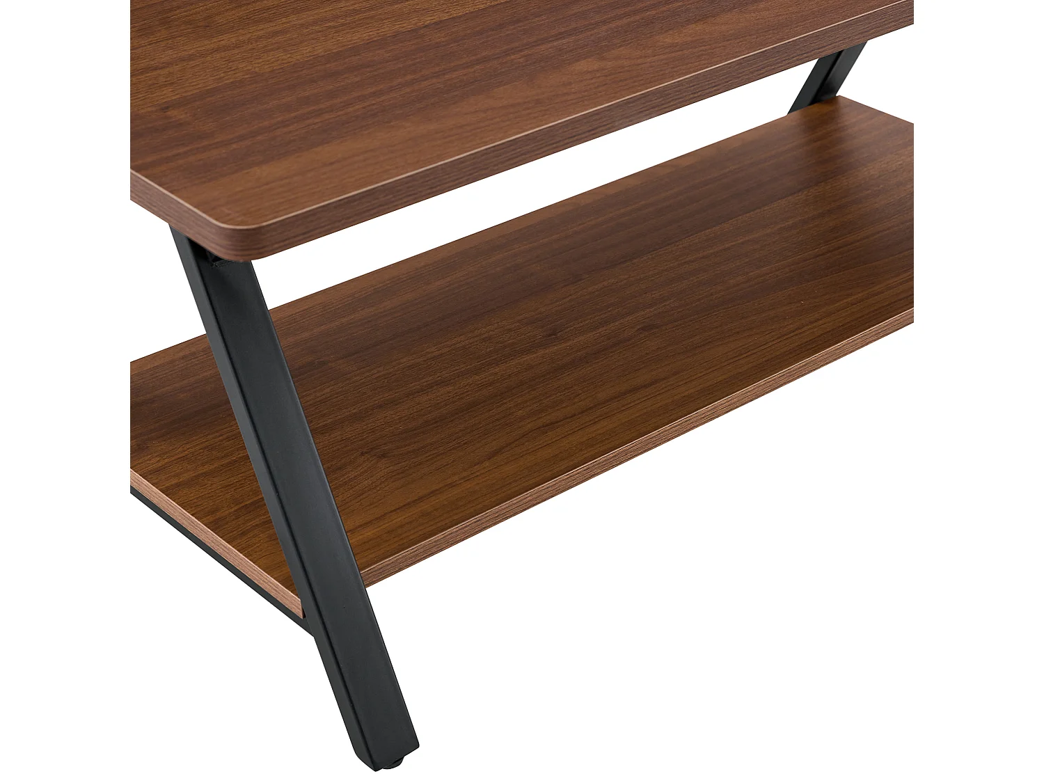 Table basse 110/57/44.5 cm avec étagère de rangement MDF noyer