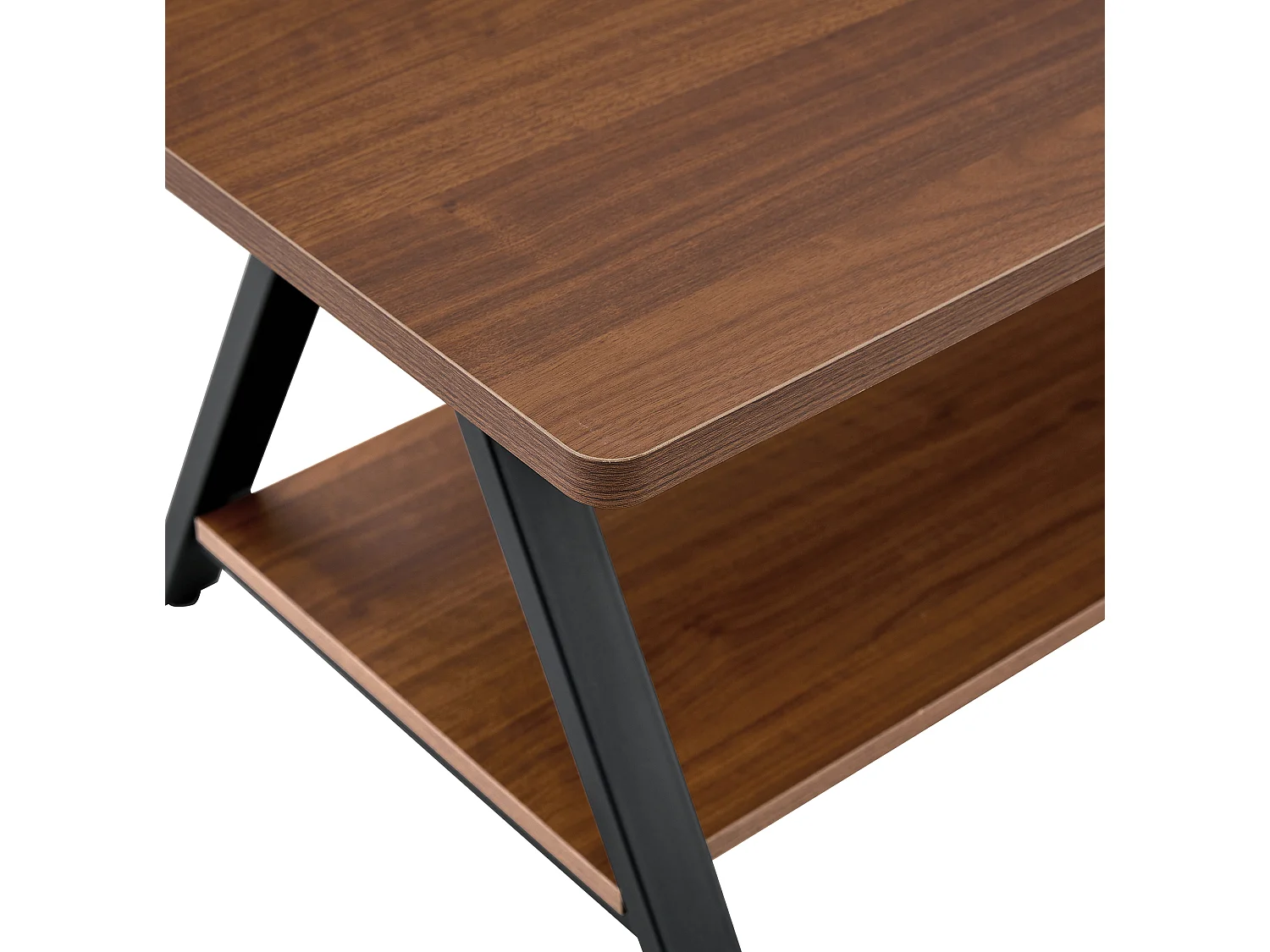 Table basse 110/57/44.5 cm avec étagère de rangement MDF noyer