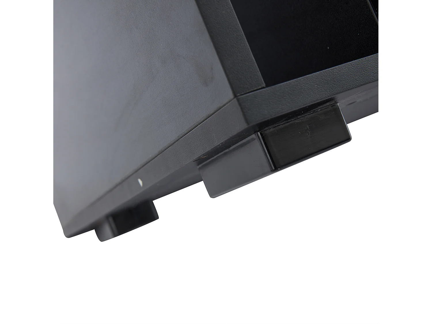 Tavolino da salotto in pannello di particelle e vetro temperato nero, 100 x 50 x 40 cm, con LED e 2 cassetti