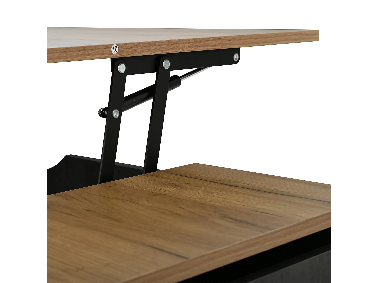 Table basse 109.5/43/59.7 cm avec plateau relevable et rangements MDF gris et brun