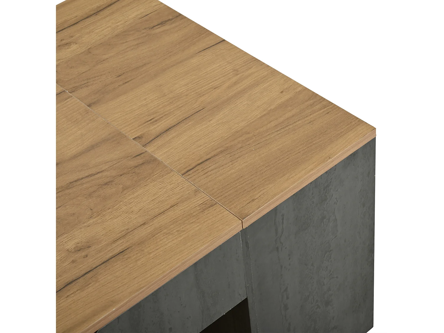 Table basse 109.5/43/59.7 cm avec plateau relevable et rangements MDF gris et brun