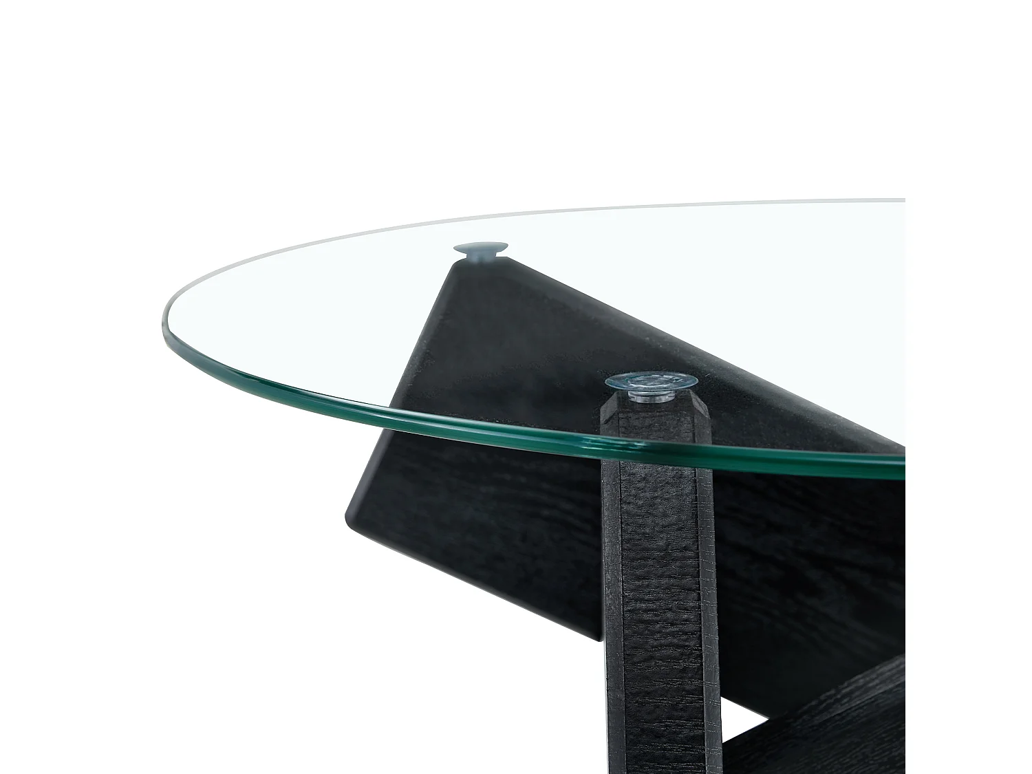 Mesa de centro redonda de MDF y cristal, negra y transparente, 79 x 45 cm