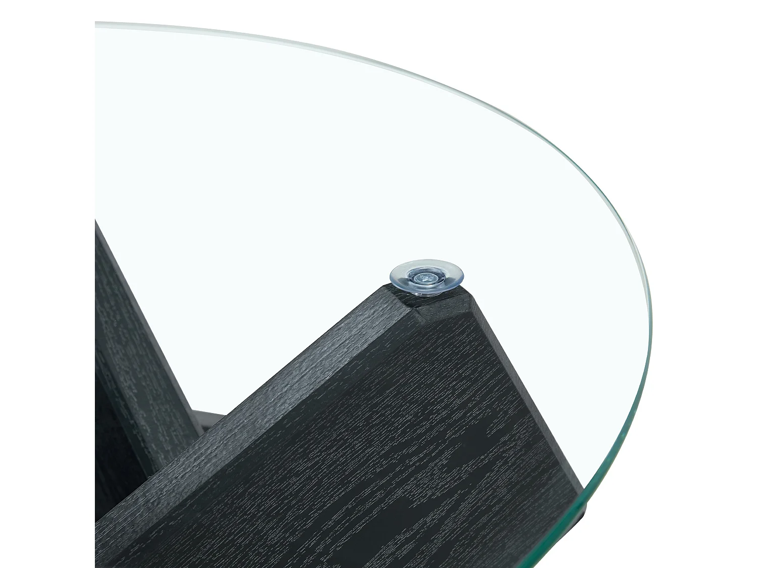 Mesa de centro redonda de MDF y cristal, negra y transparente, 79 x 45 cm