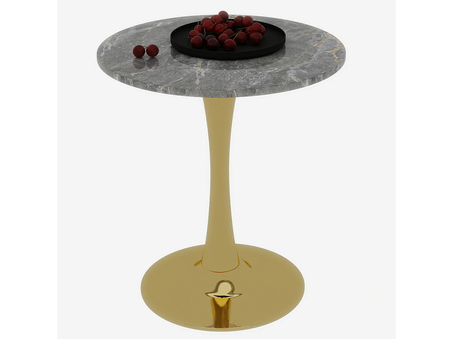 Table basse ronde 70 cm avec lignes épurées Marbre artificiel doré