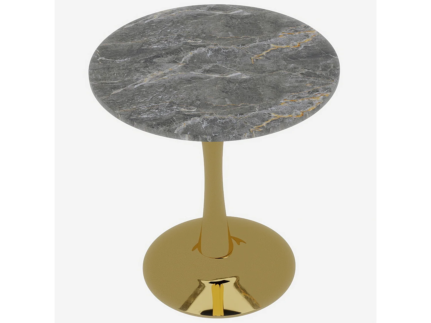 Table basse ronde 70 cm avec lignes épurées Marbre artificiel doré