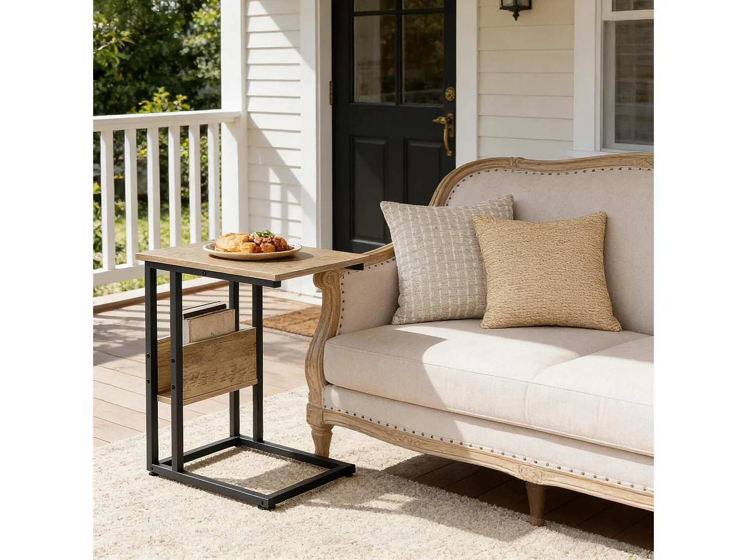 Table d'appoint C 55/59.5/36 cm avec rangement Bois gris