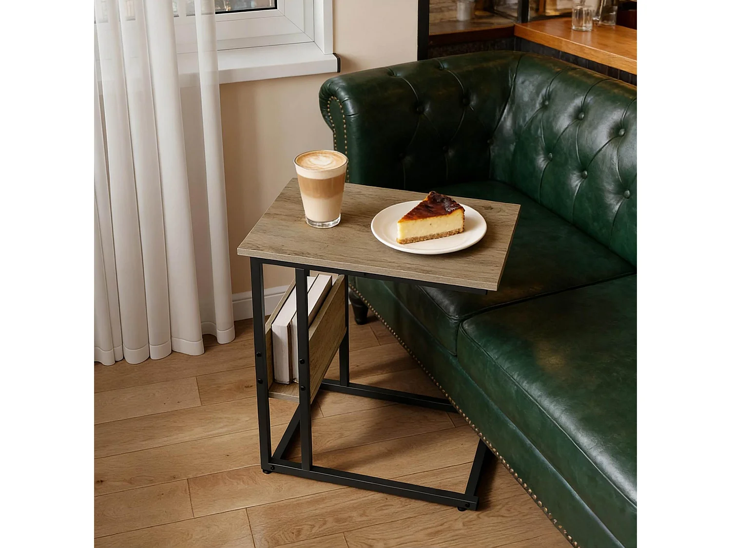 Table d'appoint C 55/59.5/36 cm avec rangement Bois gris