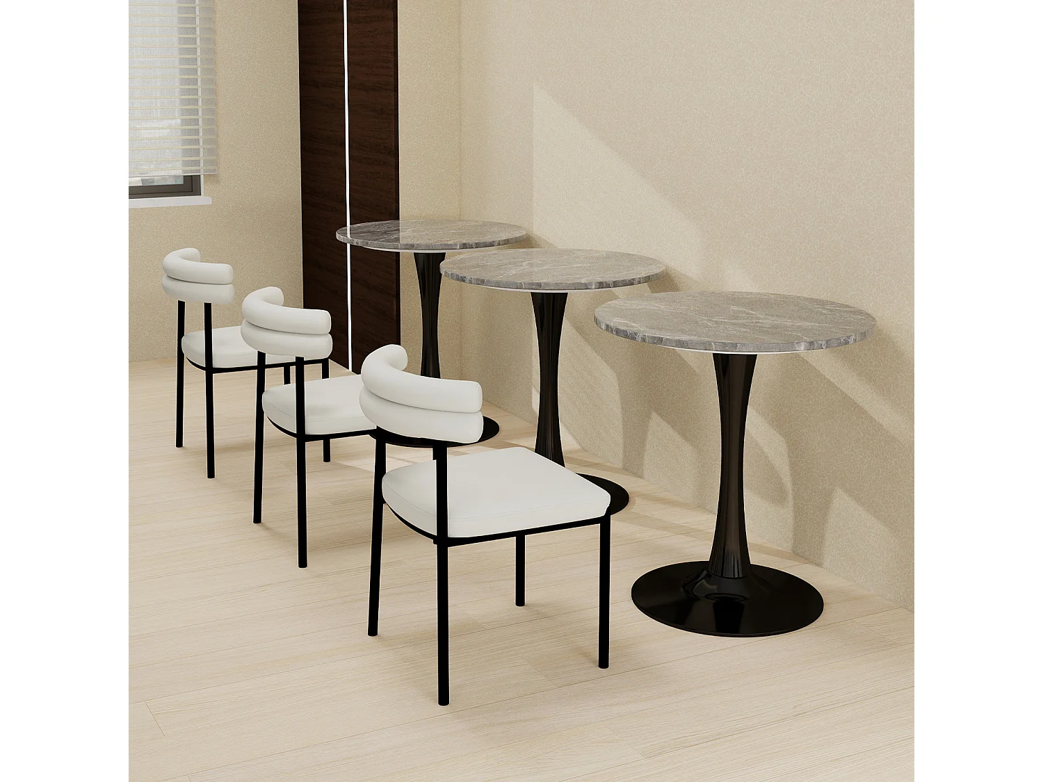 Table basse ronde 70.1 cm avec plateau en marbre artificiel Noir et gris