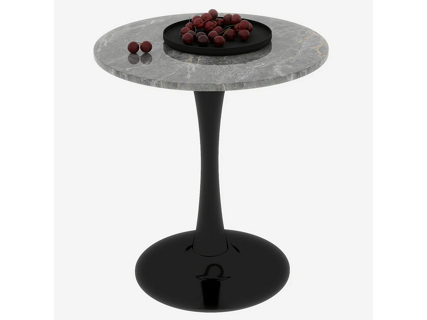 Table basse ronde 70.1 cm avec plateau en marbre artificiel Noir et gris