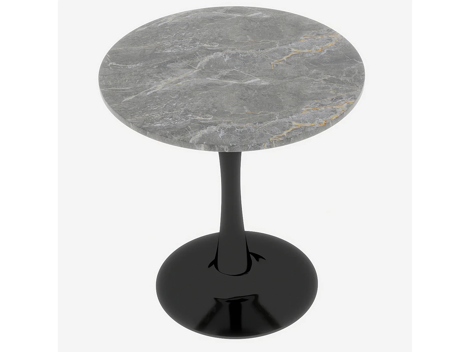 Table basse ronde 70.1 cm avec plateau en marbre artificiel Noir et gris