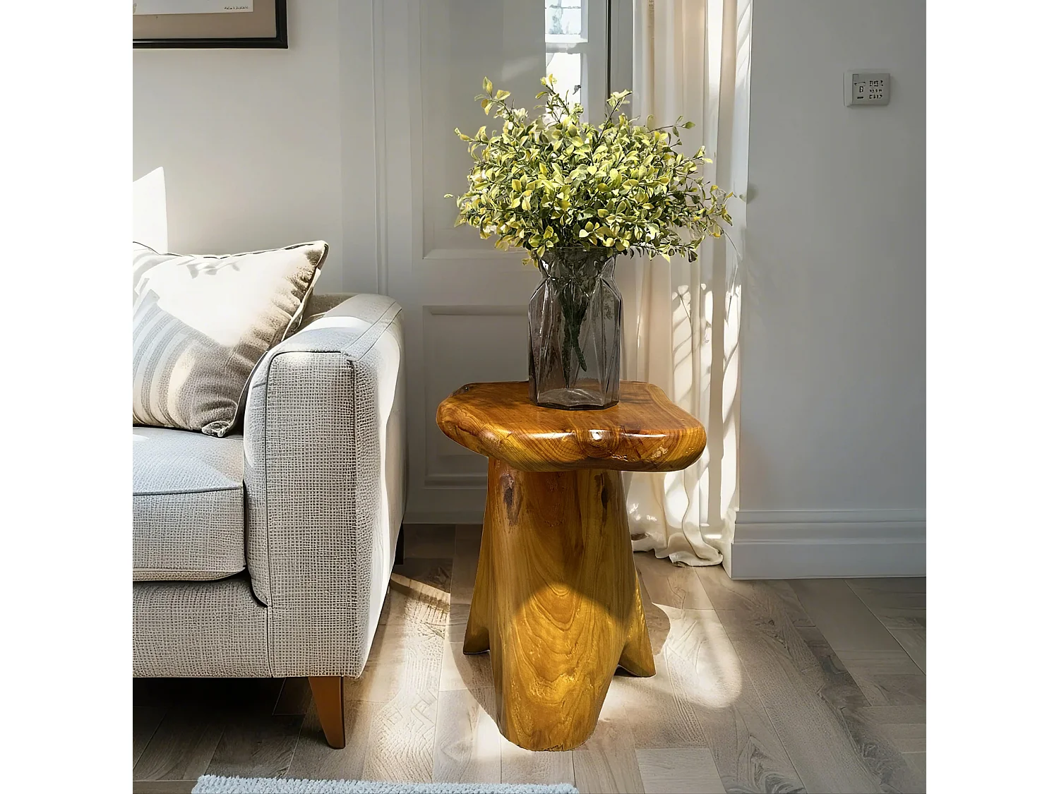 Table d'appoint en bois massif forme irrégulière Bois naturel