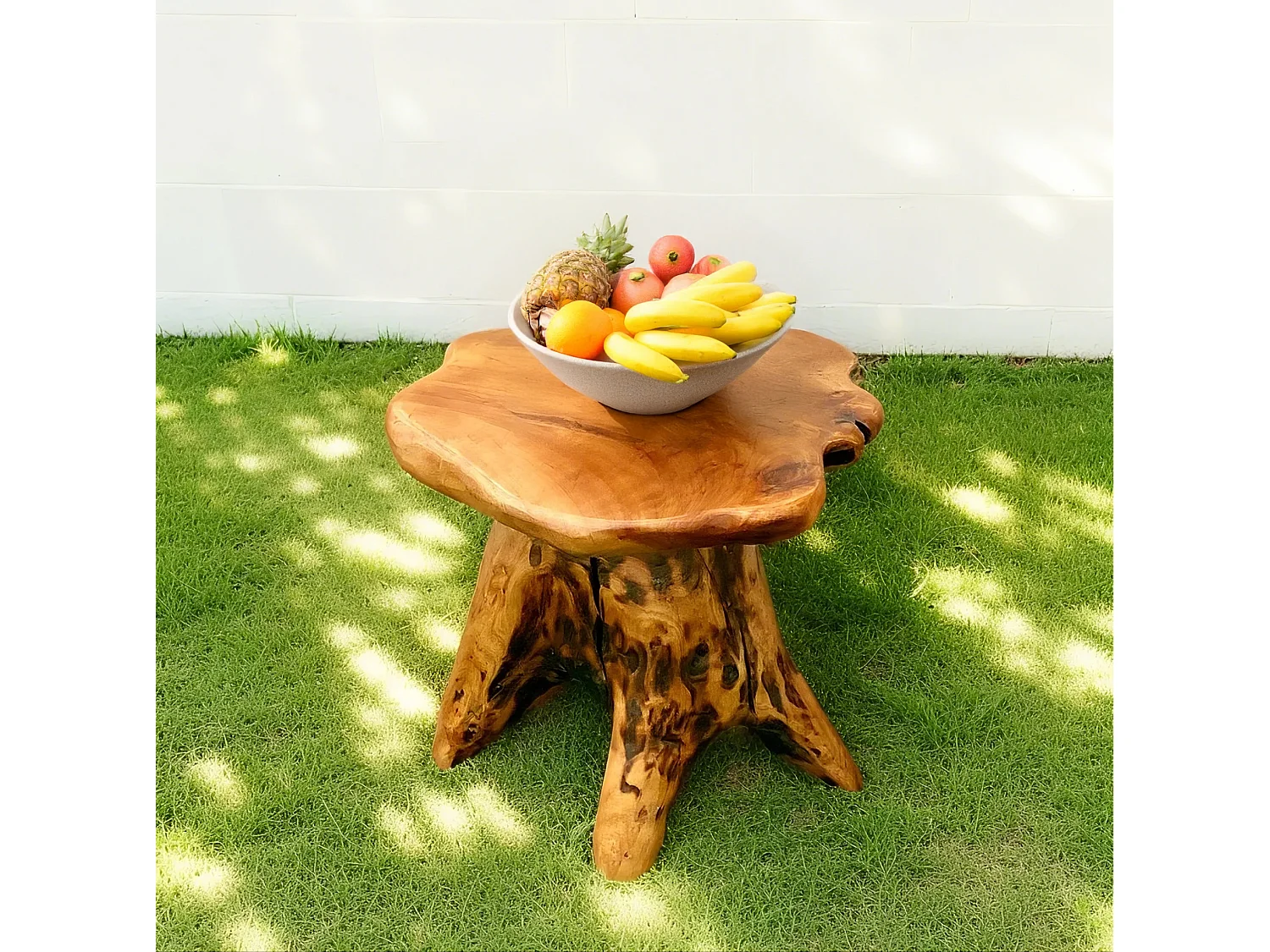 Table d'appoint en bois massif forme irrégulière Bois naturel