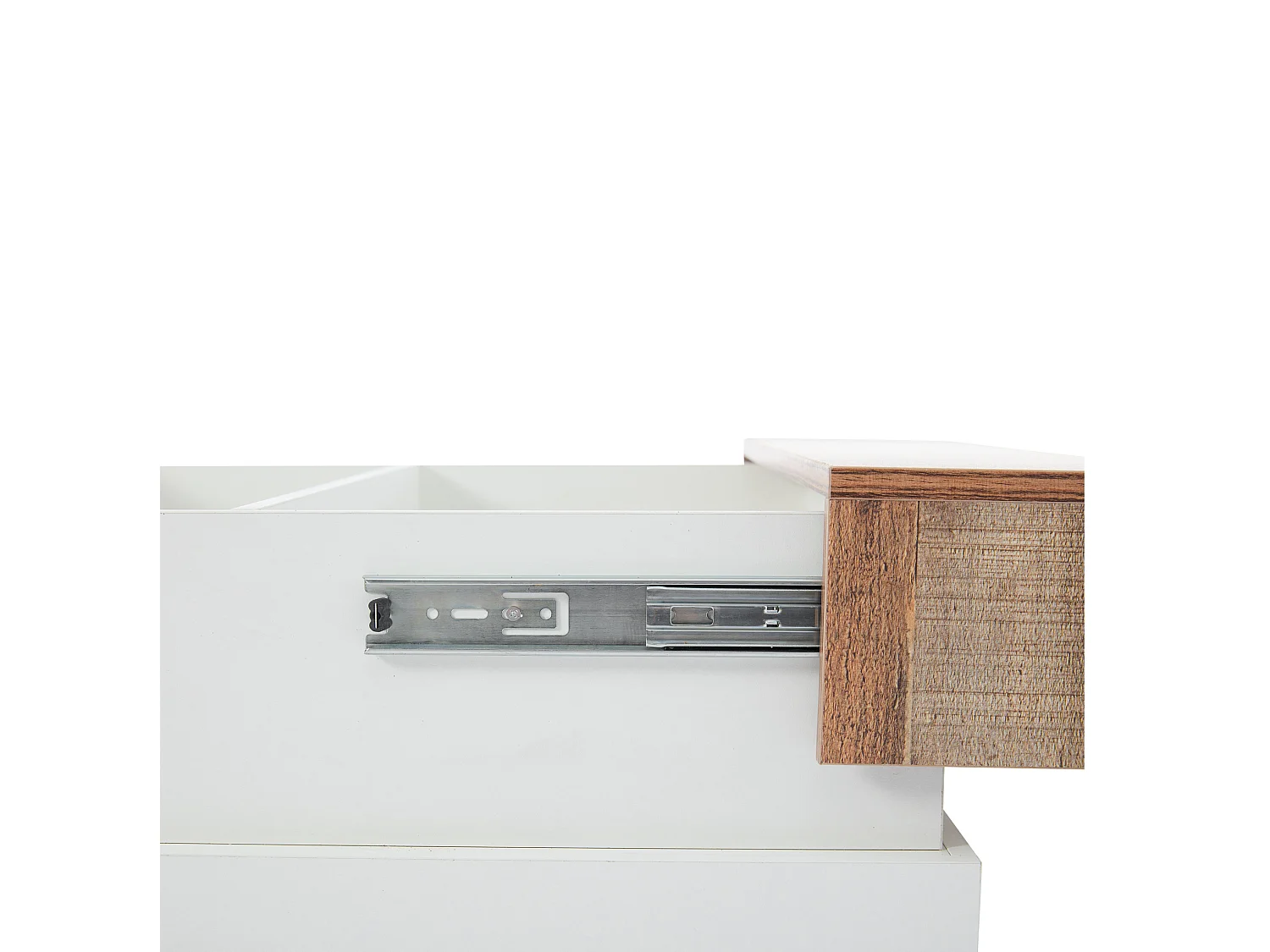 Table basse 70/70/39 cm avec plateau coulissant et rangement dissimulé Panneaux de particules blanc et bois naturel