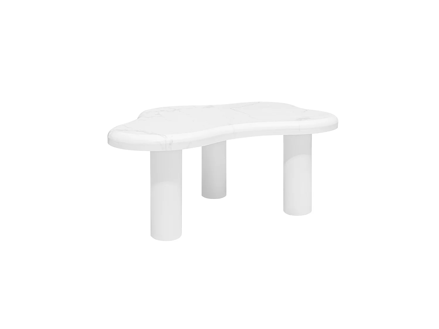 Table basse nuage avec angle arrondi et pieds en bois massif Blanc panneau de particules