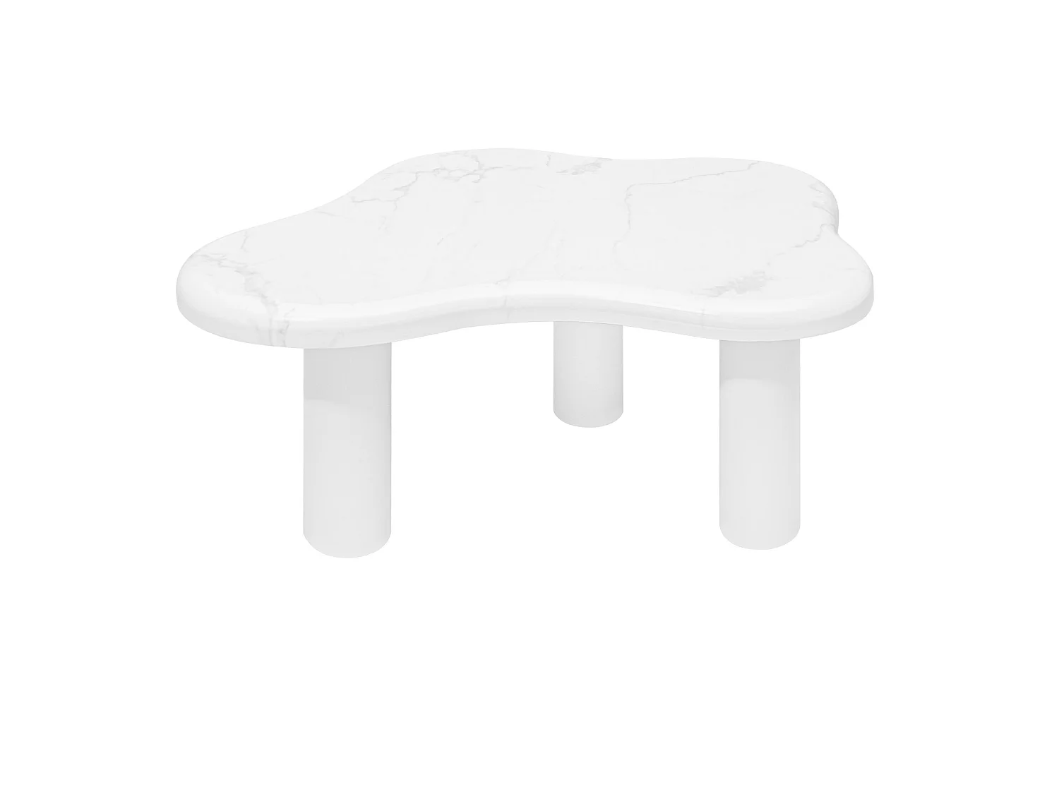 Table basse nuage avec angle arrondi et pieds en bois massif Blanc panneau de particules