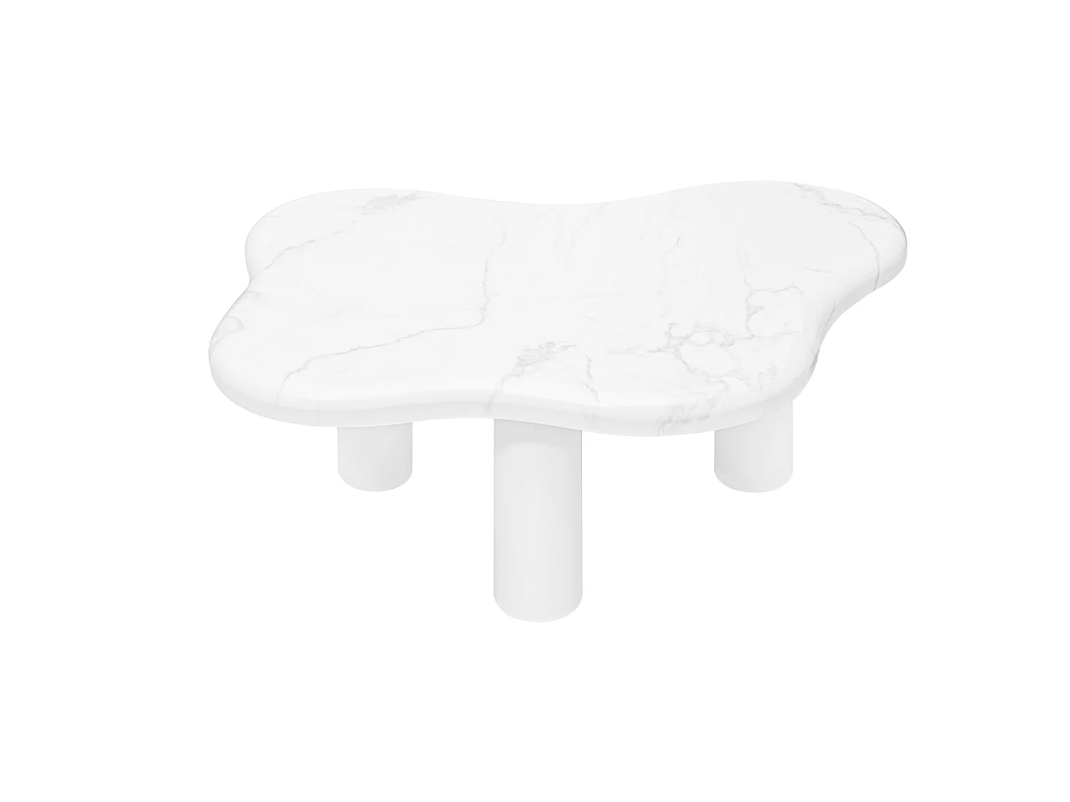 Table basse nuage avec angle arrondi et pieds en bois massif Blanc panneau de particules