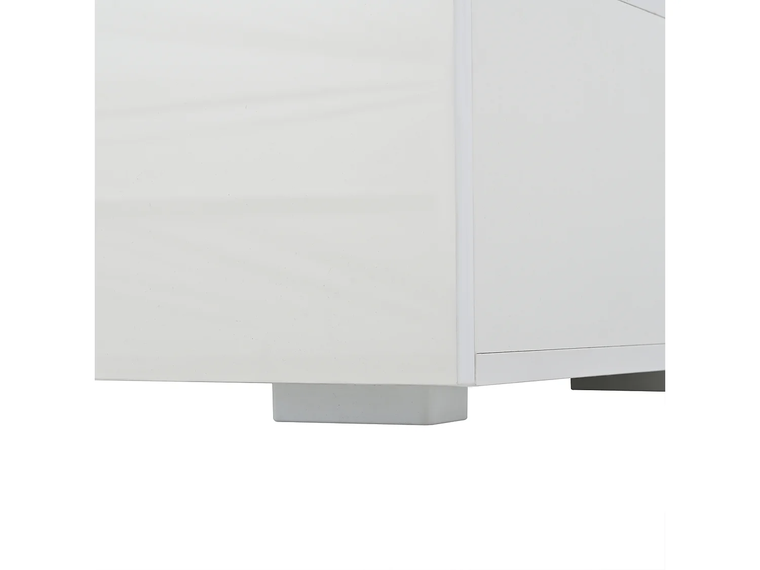 Tavolino da salotto in truciolato bianco lucido 95 x 45 x 35 cm con LED e 2 cassetti