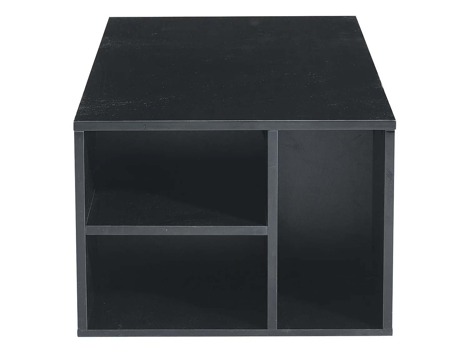 Tavolino da salotto in truciolato nero lucido 100 x 50 x 35 cm con LED e 2 cassetti