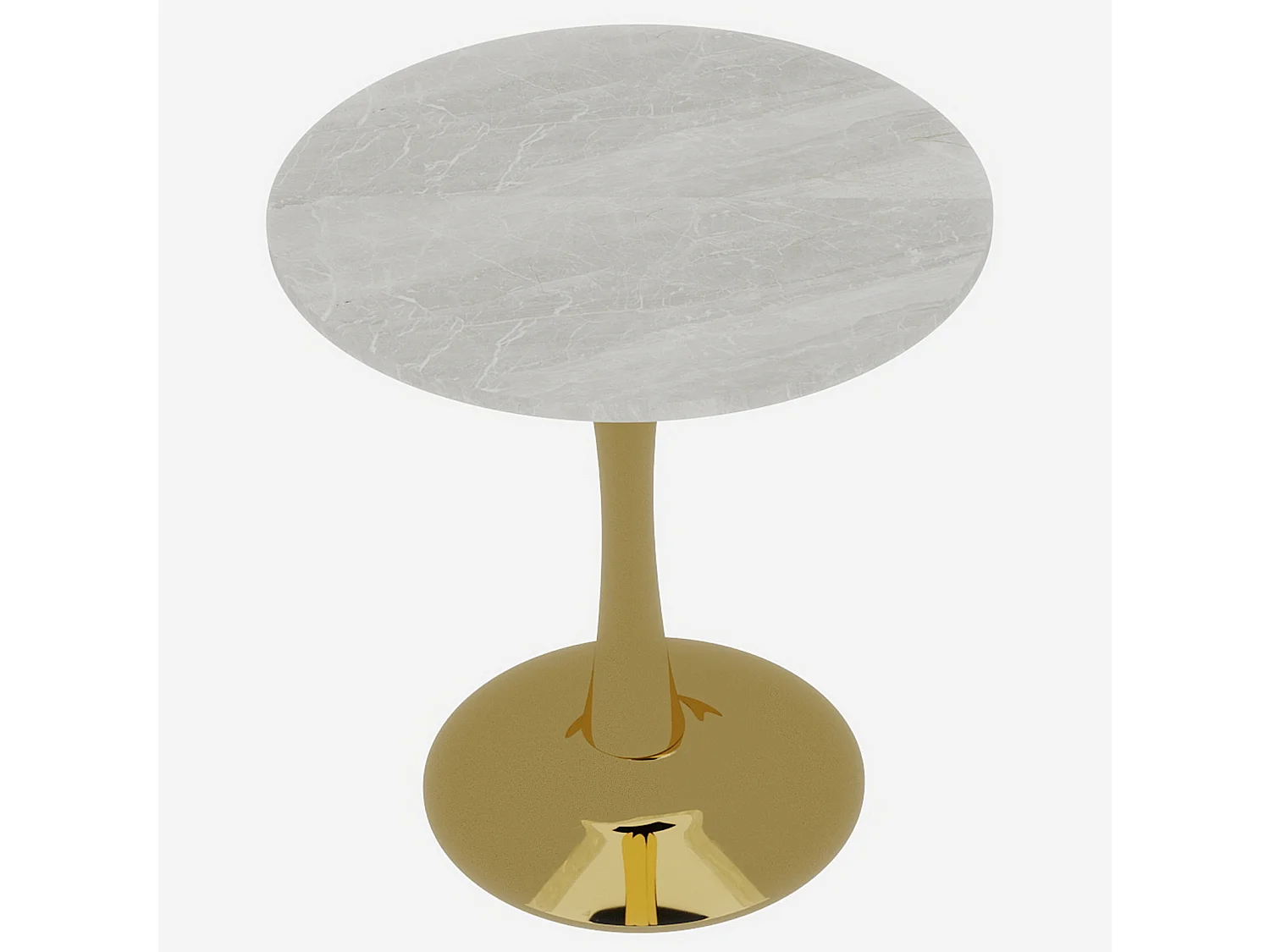 Table basse ronde 70.1 cm avec design minimaliste Marbre artificiel doré et blanc