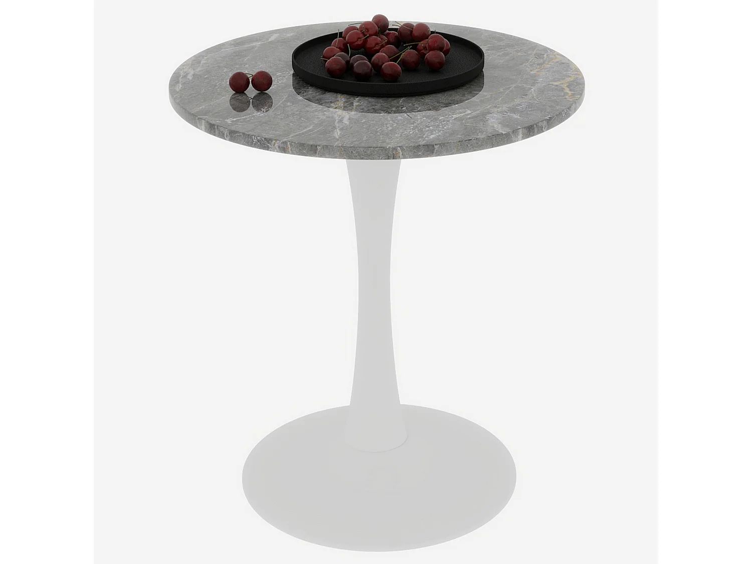Table basse ronde 70.1 cm avec plateau effet marbre Marbre artificiel blanc antique et gris