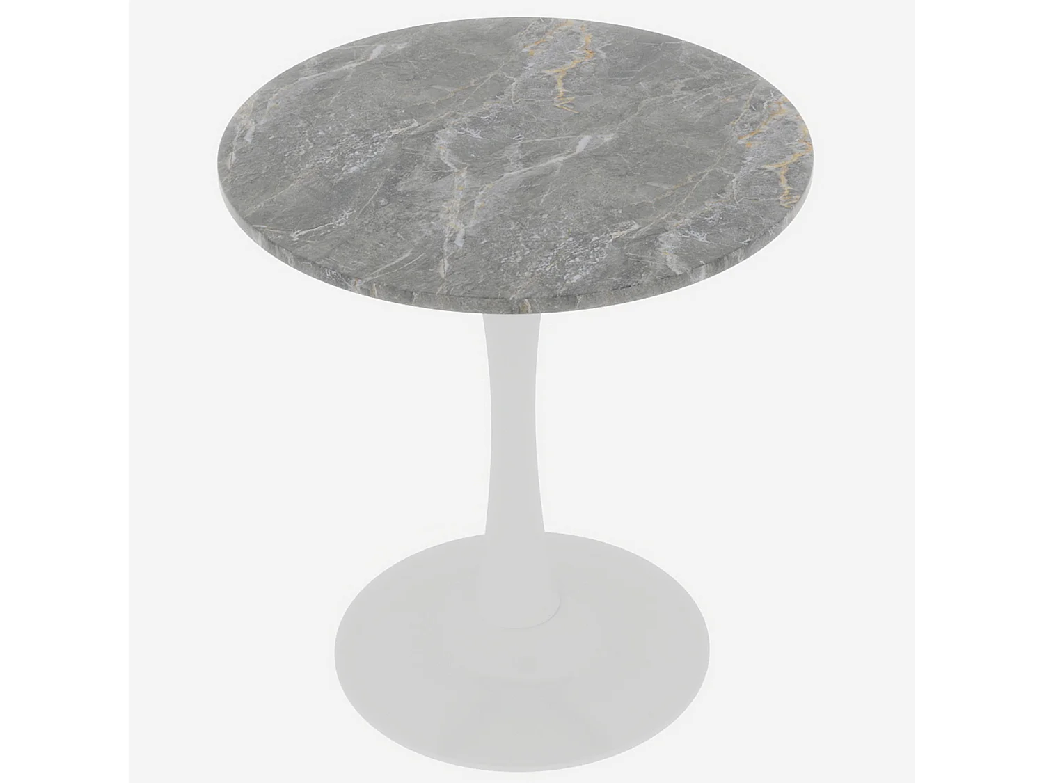 Table basse ronde 70.1 cm avec plateau effet marbre Marbre artificiel blanc antique et gris
