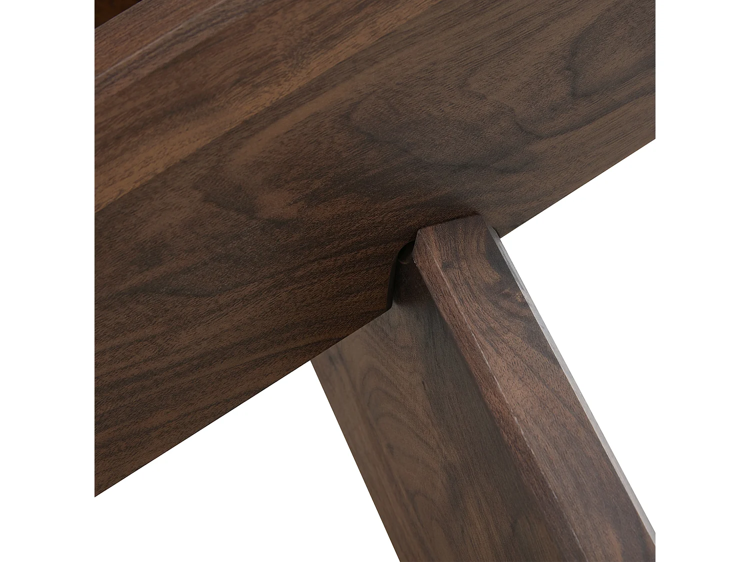 Table basse ronde 79/45 cm avec plateau en verre trempé et base croisée MDF noyer et transparent