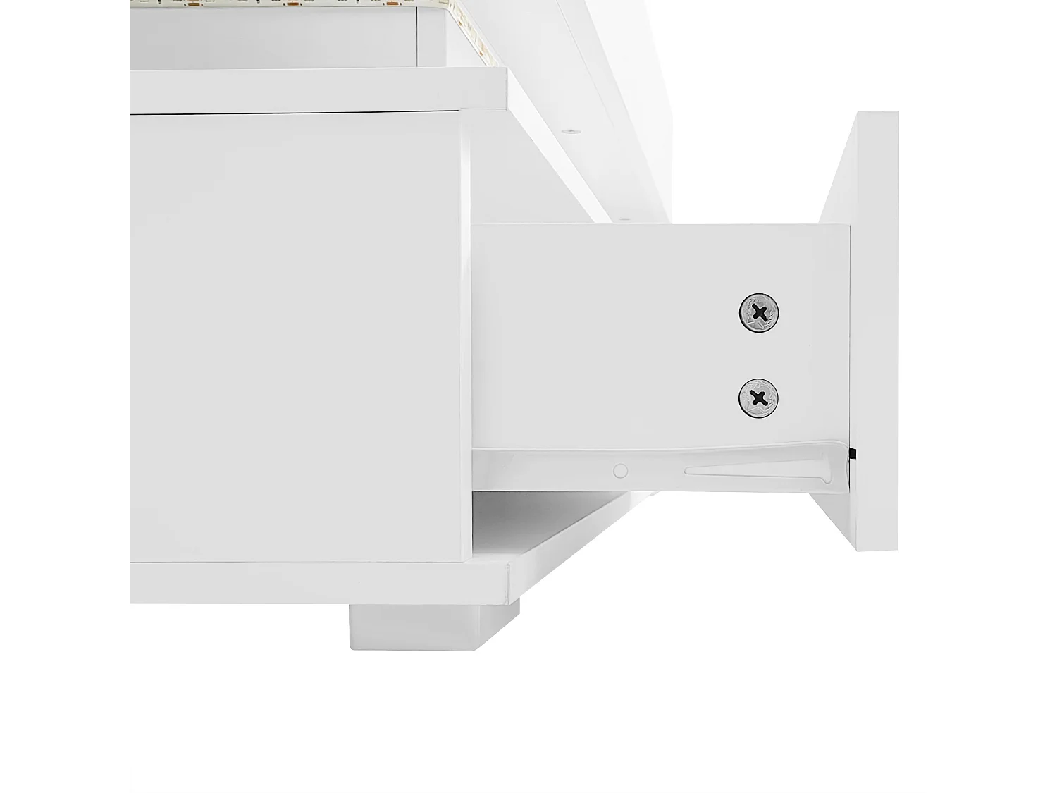 Mesa de centro em aglomerado branca 100 x 50 x 44 cm, elevável, com LED e arrumação