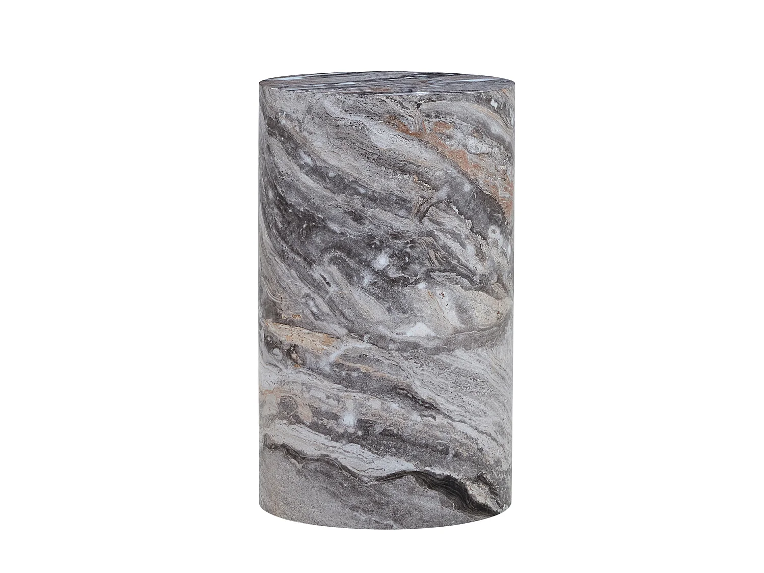 Table basse ronde 30/55 cm avec effet marbre gris MDF
