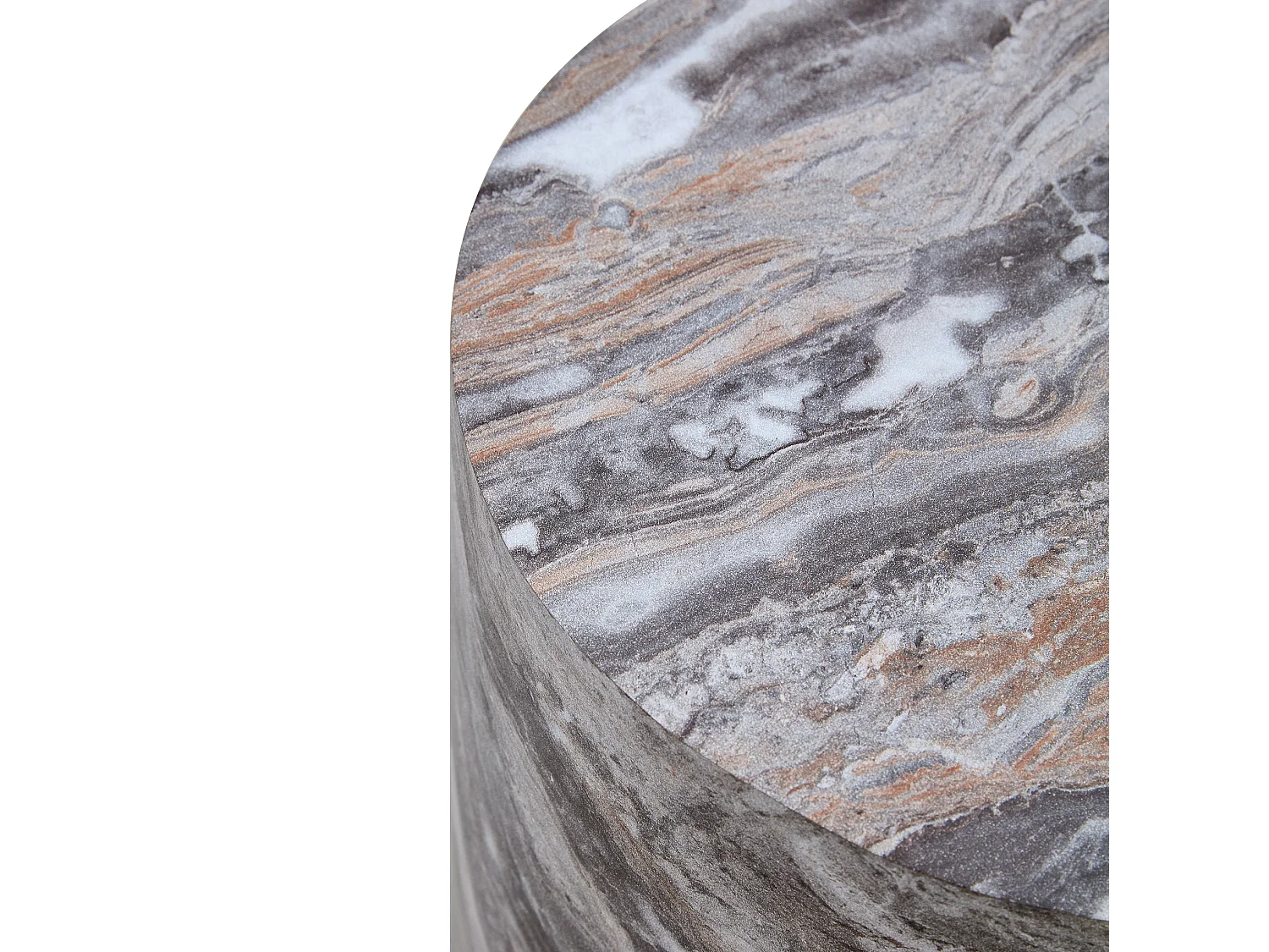Table basse ronde 30/55 cm avec effet marbre gris MDF