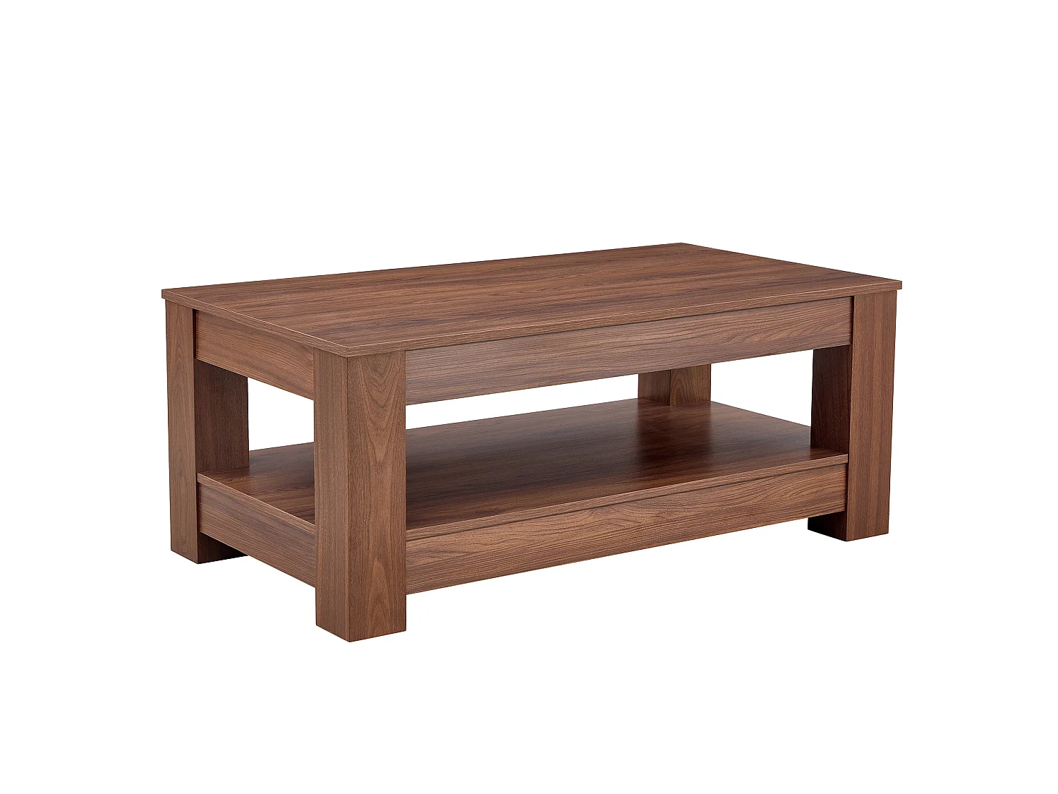 Table basse avec rangement MDF noyer