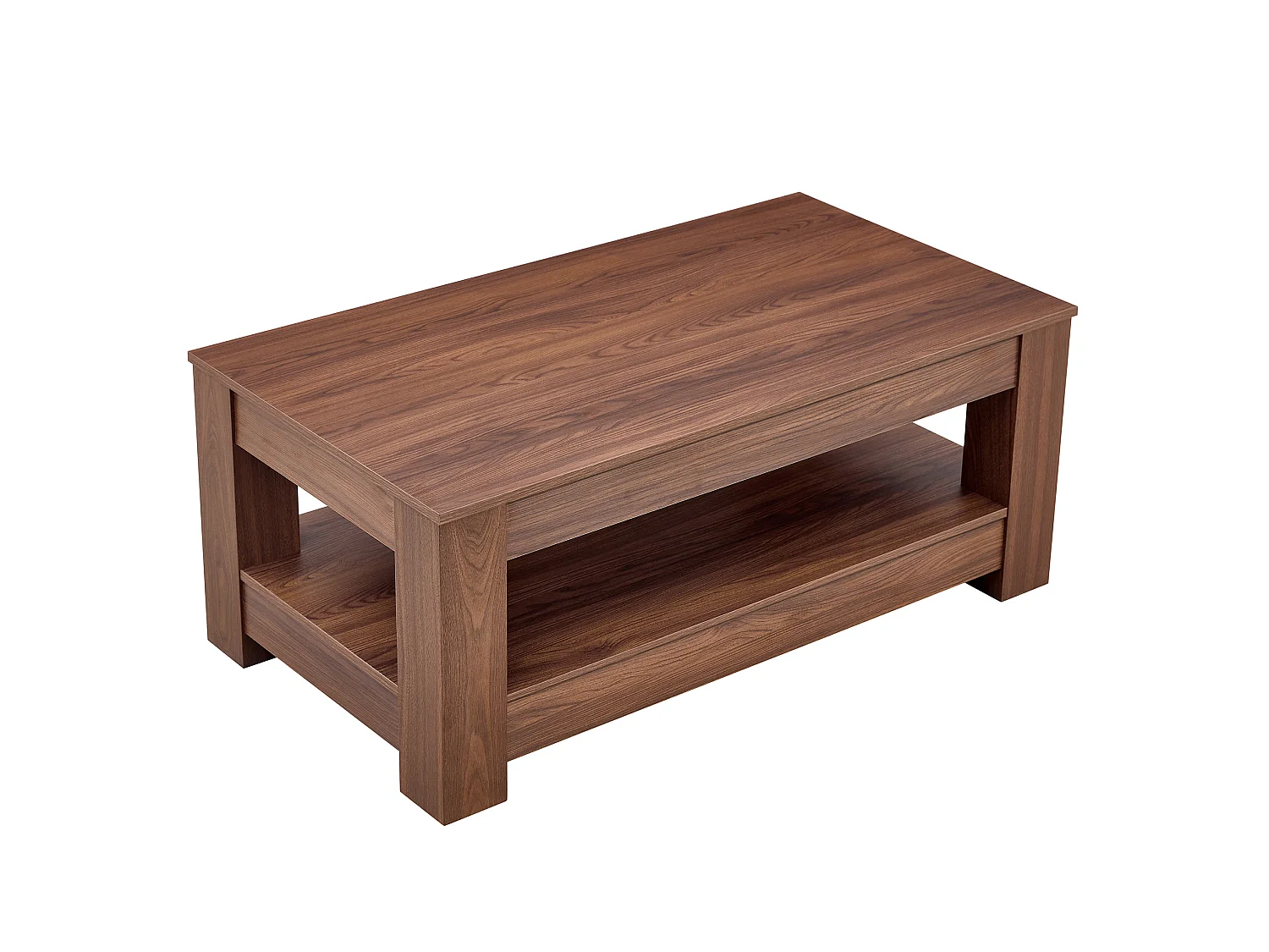 Table basse avec rangement MDF noyer