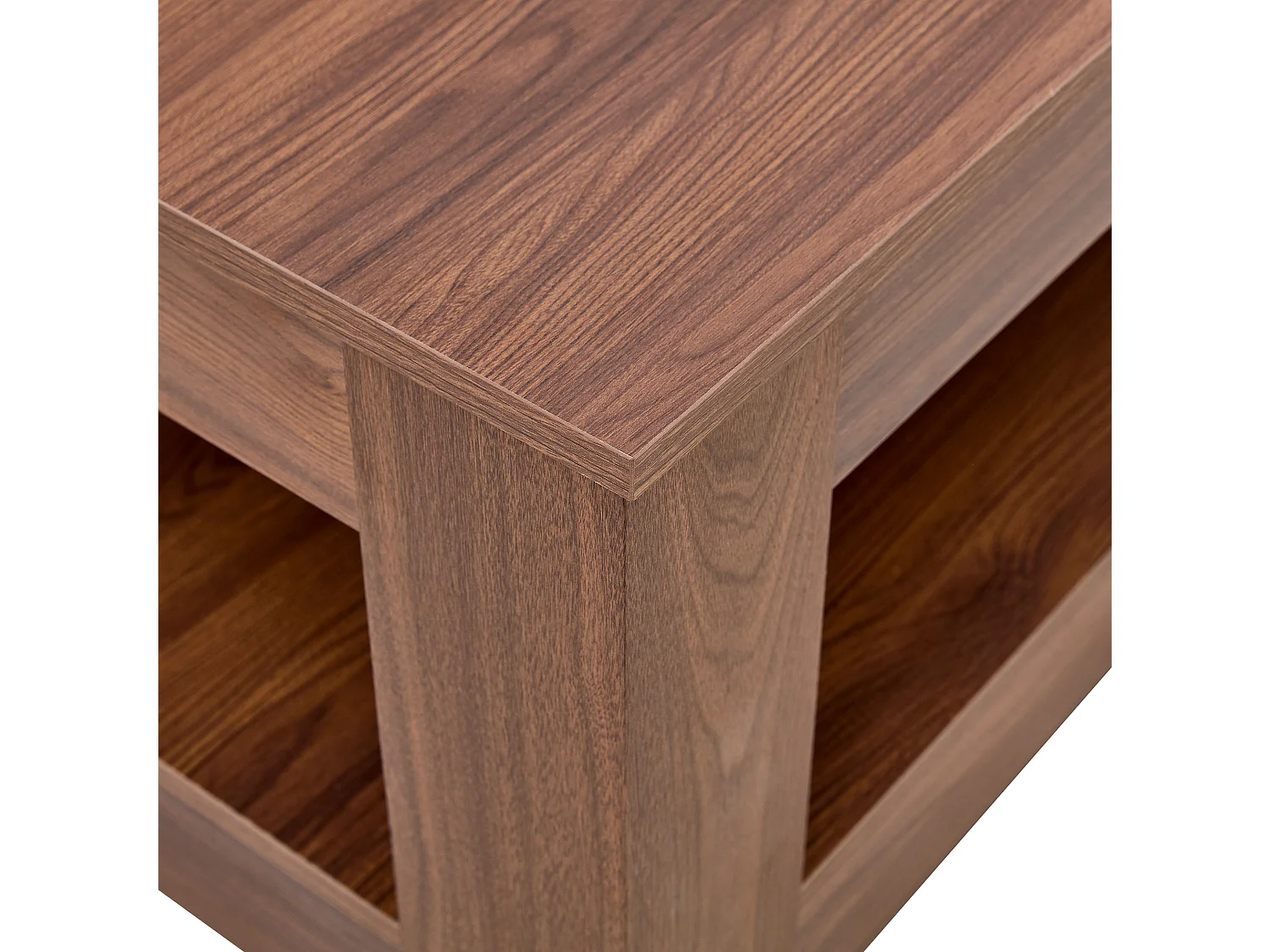 Table basse avec rangement MDF noyer