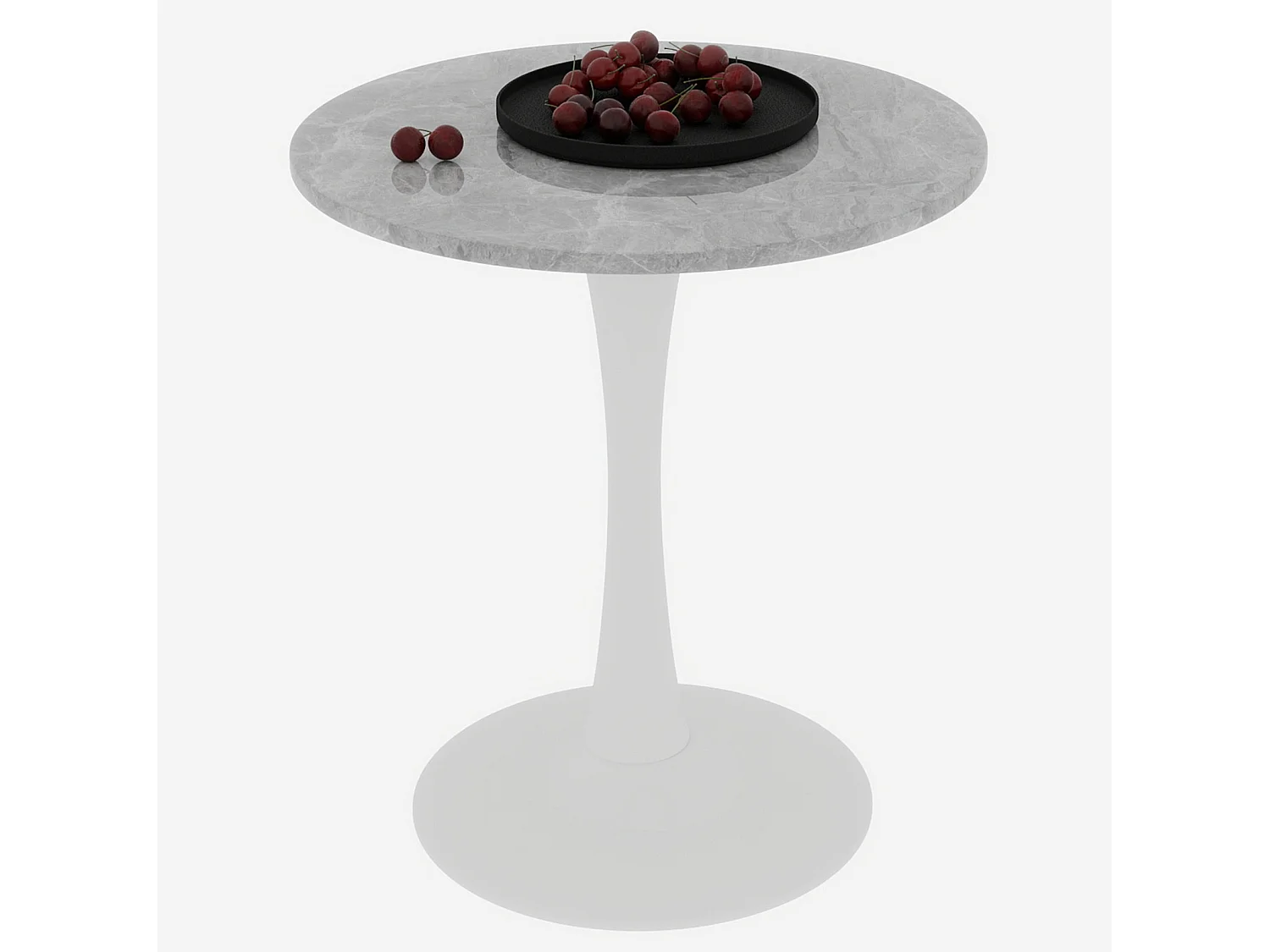 Table basse ronde 70/70 cm avec plateau effet marbre Marbre artificiel gris et blanc